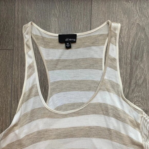 Aritzia Dilemma Tank Top Blouse Draped Stripe Flowy Sleeveless Cream White XS - Picture 9 of 15